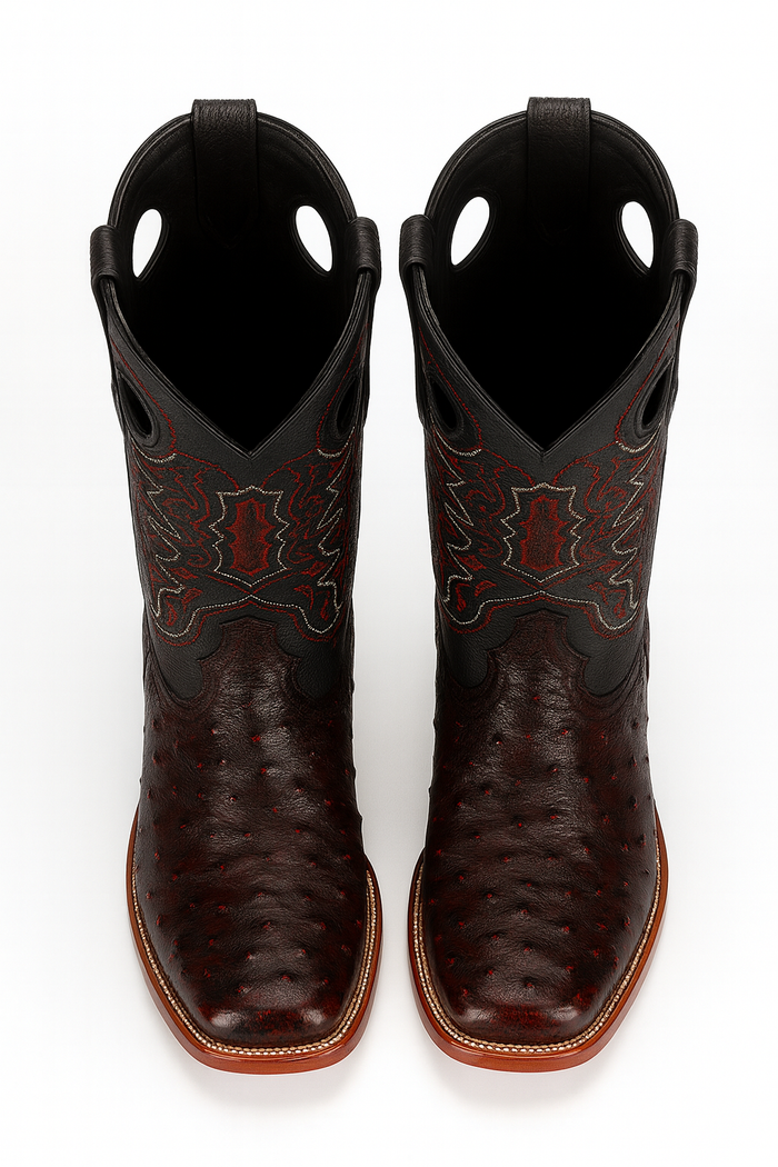 Black Cherry Ostrich Cowboy Boots