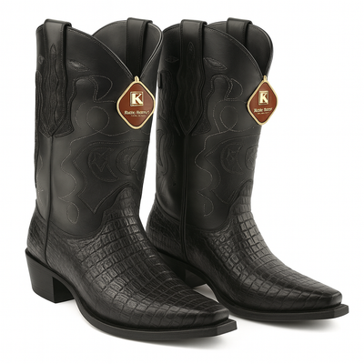 King Exotic Men's Caiman Belly Snip Toe Boots 45 -01  - from alligatorwarehouse.com