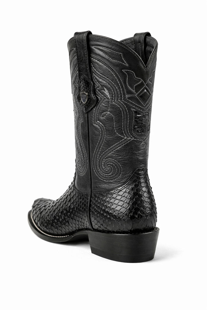 Men's Wild West Python Skin Yellow Gold J Toe Boots 29957