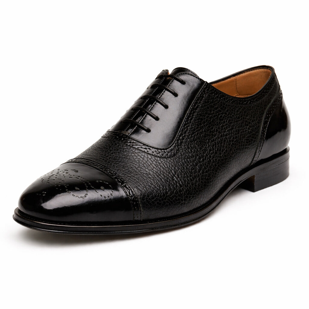 Mens Mezlan Murino Calf & Deerskin Cap Toe Dress Shoe in Black