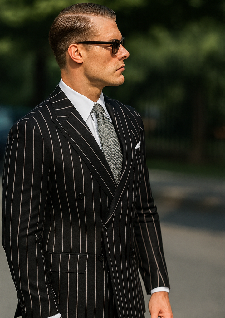Black Pinstripe Suit - Gangster Suit - 1920's Suit