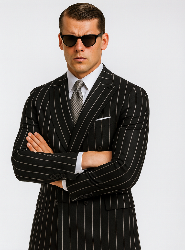Black Pinstripe Suit - Gangster Suit - 1920's Suit