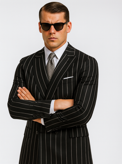 Black Pinstripe Suit - Gangster Suit - 1920's Suit