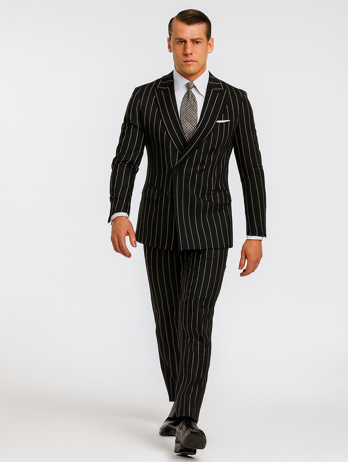 Black Pinstripe Suit - Gangster Suit - 1920's Suit