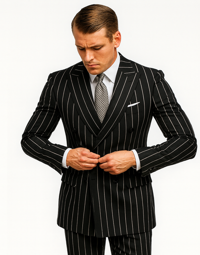 Black Pinstripe Suit - Gangster Suit - 1920's Suit 8   - from alligatorwarehouse.com