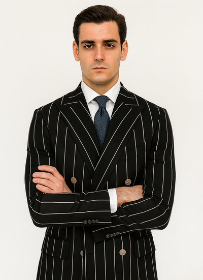 Black Pinstripe Suit - Gangster Suit - 1920's Suit - Double Breasted Suit 5   - from alligatorwarehouse.com