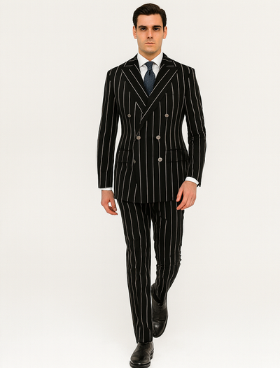Black Pinstripe Suit - Gangster Suit - 1920's Suit - Double Breasted Suit 6   - from alligatorwarehouse.com