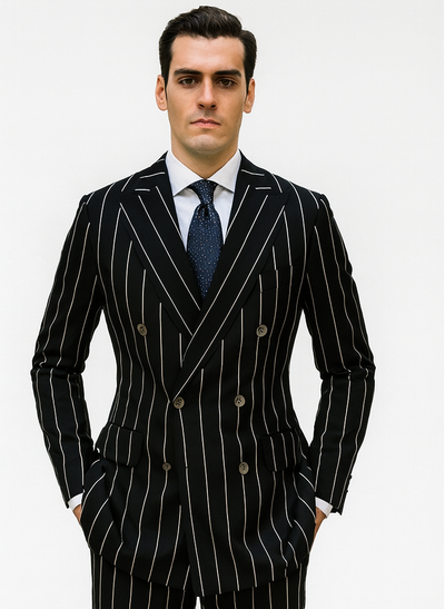 Black Pinstripe Suit - Gangster Suit - 1920's Suit - Double Breasted Suit 7   - from alligatorwarehouse.com
