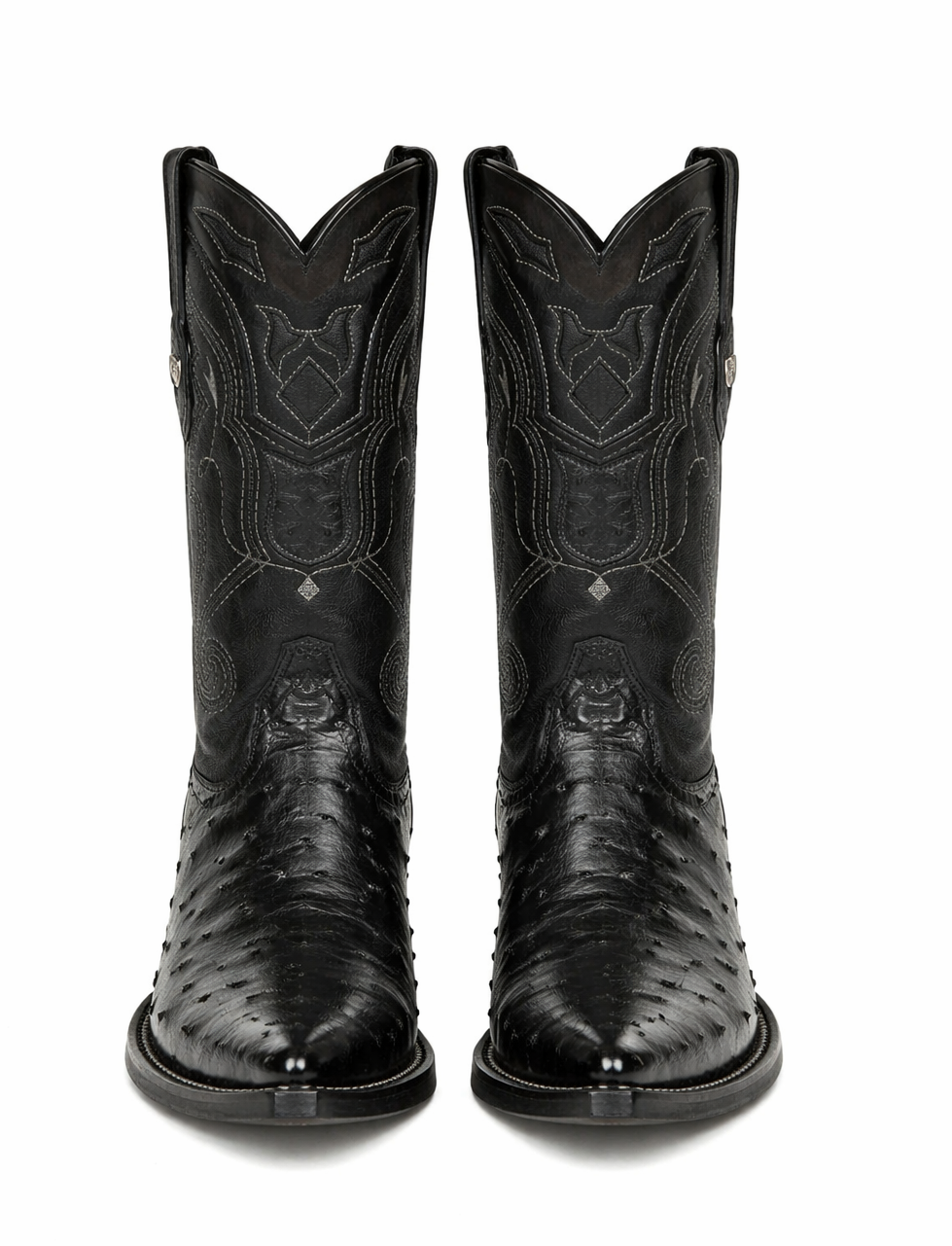 Black Pointed Toe Ostrich Boots