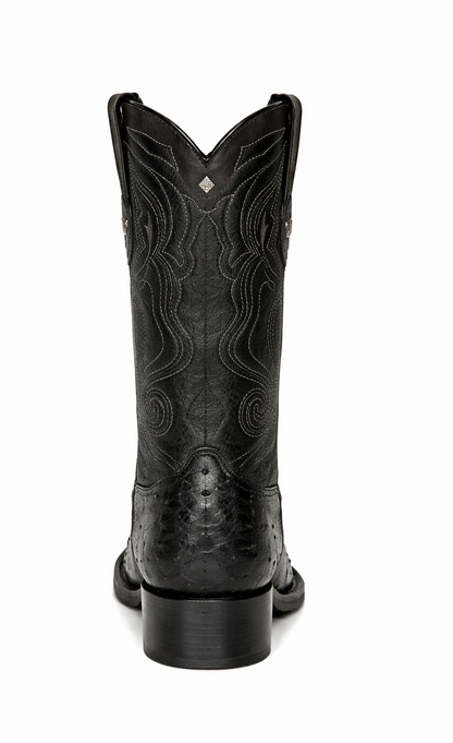 Black Pointed Toe Ostrich Boots