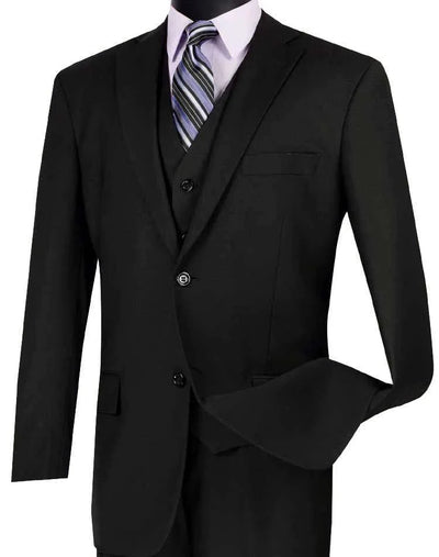 Black Three Piece Classic Fit Suit 1 SO1V2TR_BLACK_36S  - from alligatorwarehouse.com