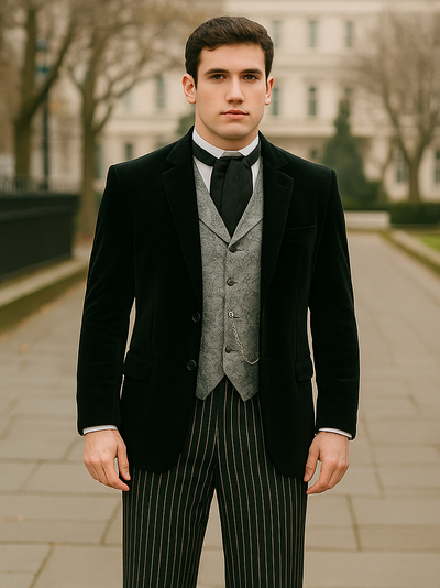 Black Velvet Roderick Smoking Jacket – Elegant Men's Wear 1   - from alligatorwarehouse.com