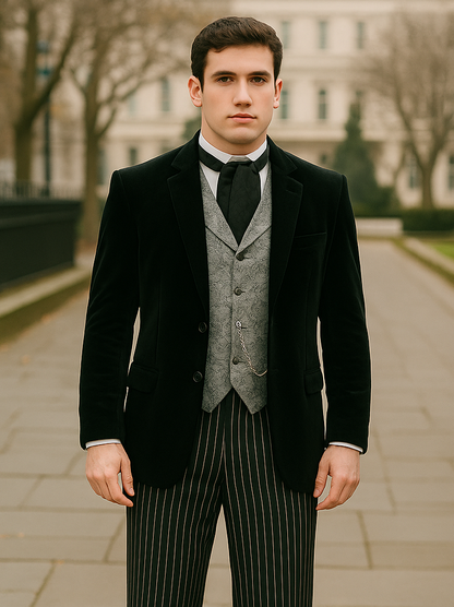 Black Velvet Roderick Smoking Jacket – Elegant Men's Wear