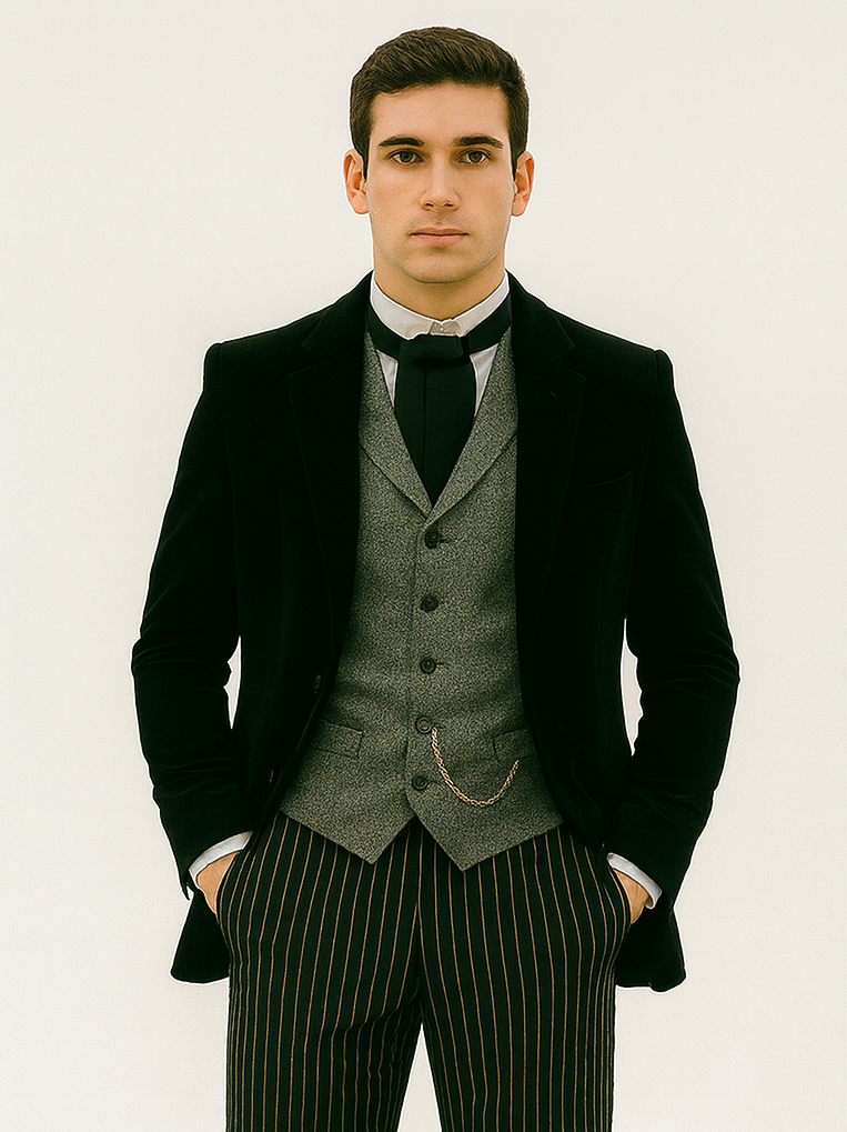 Black Velvet Roderick Smoking Jacket – Elegant Men's Wear 7   - from alligatorwarehouse.com