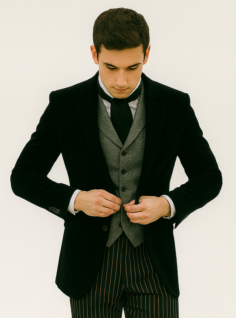 Black Velvet Roderick Smoking Jacket – Elegant Men's Wear