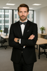 Wool Suit - Italian Made Business Suit by Statement Men's 2 Piece 100% Wool Modern Fit Suit - Subtle Texture 3 VERNAZA_Black_38R  - from alligatorwarehouse.com