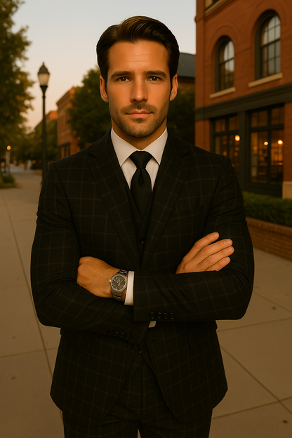 Wool Suit - Italian Made Business Suit by Statement Men's 3 Piece 100% Wool Fashion Suit - Modern Fit