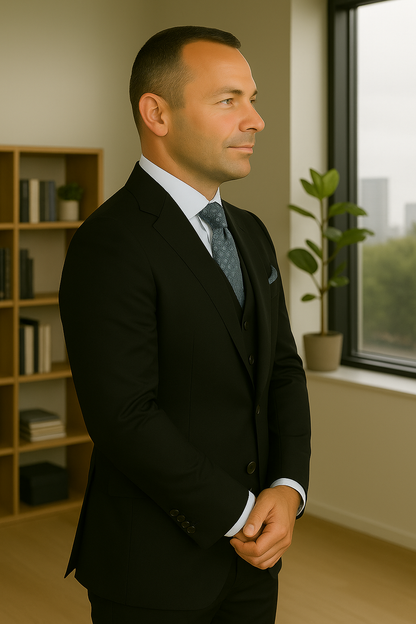 Wool Suit - Italian Made Business Suit by Statement Men's 3 Piece 100% Wool Fashion Suit - Bold Colors