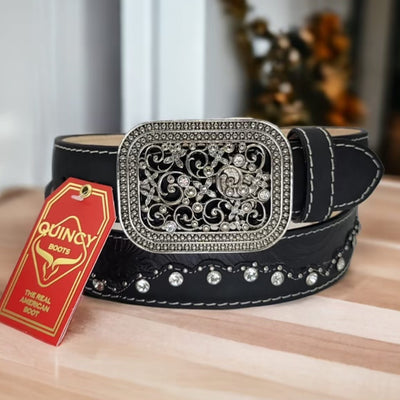 Cowgirl Belt With Buckle Black 1   - from alligatorwarehouse.com