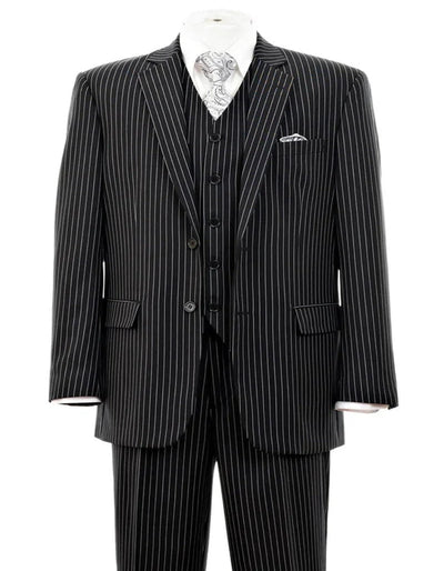 1920s Mens Suit - 1920s Mens Outfit - 1920s  costume  Bold Pinstripe  Black Suit Black Prom Tuxedos 1 D1-0223  - from alligatorwarehouse.com