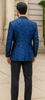 Blue Double Breasted Rough Streak Pattern Satin Peak Lapel Stacy Adams Men's Jacket 2   - from alligatorwarehouse.com