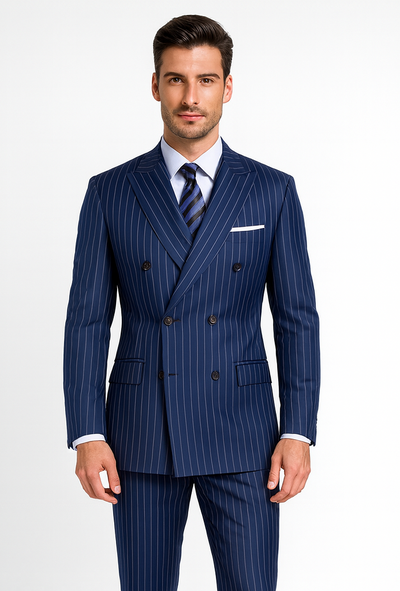 Royal Blue Pinstripe Suit - Gangster Suit - 1920's Suit - Double Breasted Suit 1   - from alligatorwarehouse.com