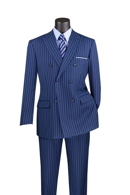 Royal Blue Pinstripe Suit - Gangster Suit - 1920's Suit - Double Breasted Suit