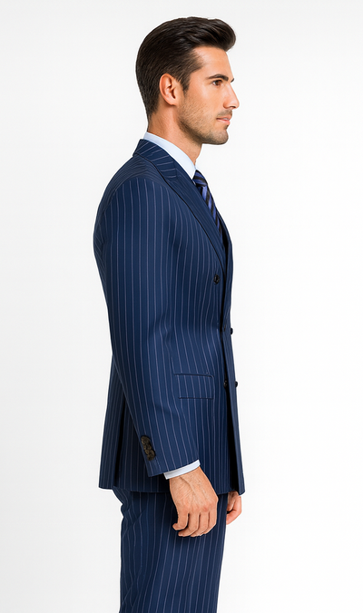 Royal Blue Pinstripe Suit - Gangster Suit - 1920's Suit - Double Breasted Suit 3   - from alligatorwarehouse.com