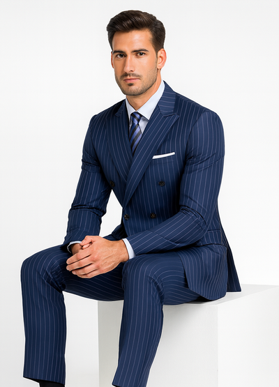 Royal Blue Pinstripe Suit - Gangster Suit - 1920's Suit - Double Breasted Suit 4   - from alligatorwarehouse.com