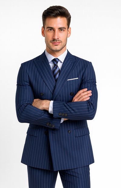Royal Blue Pinstripe Suit - Gangster Suit - 1920's Suit - Double Breasted Suit 6   - from alligatorwarehouse.com