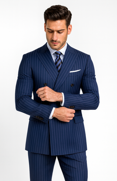 Royal Blue Pinstripe Suit - Gangster Suit - 1920's Suit - Double Breasted Suit 8   - from alligatorwarehouse.com