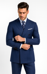Royal Blue Pinstripe Suit - Gangster Suit - 1920's Suit - Double Breasted Suit