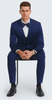 Tazzio Men's Blue Satin Double Breasted 3-Piece Skinny Fit Suit with Peak Lapel Vest & Matching Bowtie – Formal Tuxedo Style 4 M390SK-05-38R  - from alligatorwarehouse.com
