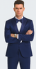 Tazzio Men's Blue Satin Double Breasted 3-Piece Skinny Fit Suit with Peak Lapel Vest & Matching Bowtie – Formal Tuxedo Style 5 M390SK-05-38R  - from alligatorwarehouse.com