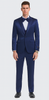 Tazzio Men's Blue Satin Double Breasted 3-Piece Skinny Fit Suit with Peak Lapel Vest & Matching Bowtie – Formal Tuxedo Style 2 M390SK-05-38R  - from alligatorwarehouse.com