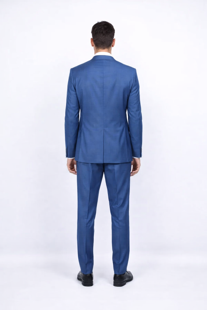 Men's Slim Fit Suit - Fitted Suit - Skinny Suit Men's Blue 1 Button Closure Rossiman Rossi Skinny Suit