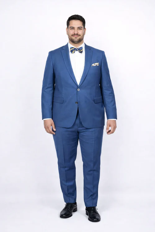 Men Slim Fit Suits - Fitted Suits - Skinny Suit Men's Blue 1 Button Closure Rossiman Rossi Skinny Suit