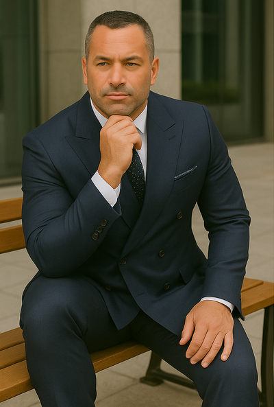 Wool Suit - Italian Made Business Suit by Statement Men's 2 Piece 100% Wool Double Breasted Suit - Micro Windowpane 9 DBSALOTE_Black_38R  - from alligatorwarehouse.com