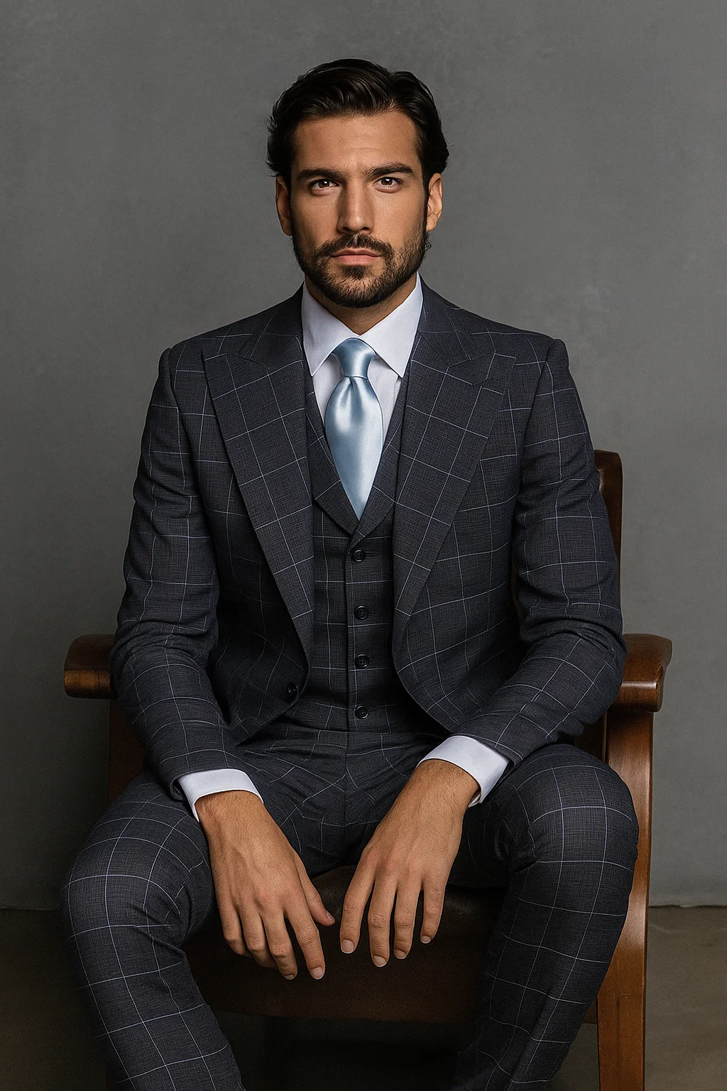 Suits With Baggy Pleated Pants - Wide Leg Pants 100% Wool - Classic Fit in Navy by Rossiman 7   - from alligatorwarehouse.com