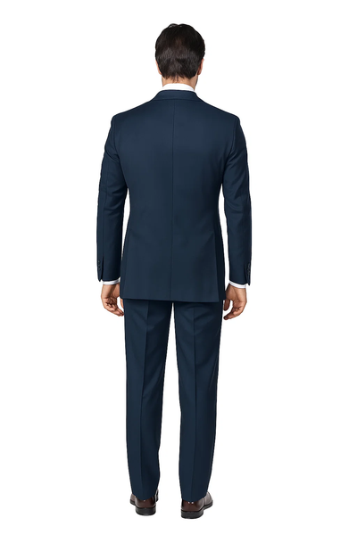 Suits With Baggy Pleated Pants - Wide Leg Pants 100% Wool - Classic Fit in Navy Color by Rossiman 5   - from alligatorwarehouse.com