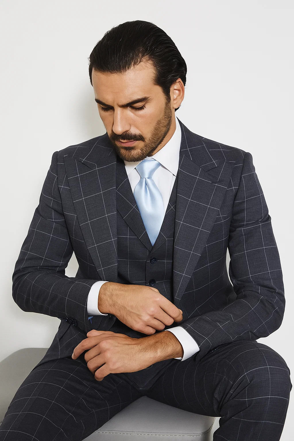 Suits With Baggy Pleated Pants - Wide Leg Pants 100% Wool - Classic Fit in Navy by Rossiman 4   - from alligatorwarehouse.com