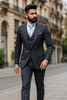 Suits With Baggy Pleated Pants - Wide Leg Pants 100% Wool - Classic Fit in Navy by Rossiman 8   - from alligatorwarehouse.com