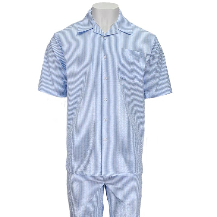 Blue Seersucker 2pc Set 1   - from alligatorwarehouse.com