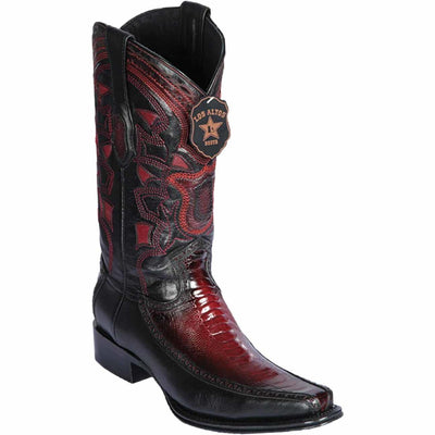 Botas de Avestruz Pata con Venado Horma Europea Color Vino LAB-76F0543 1 LAB-76F0543-060  - from alligatorwarehouse.com