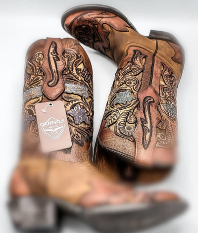 Botas Altas de Cuero Cincelado Original para Mujer en Horma Oval 4   - from alligatorwarehouse.com