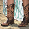 Botas Altas de Cuero Cincelado Original para Mujer Horma Punta Recortada 3   - from alligatorwarehouse.com
