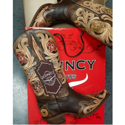 Botas Altas de Cuero Cincelado Original para Mujer Horma Punta Recortada 6   - from alligatorwarehouse.com