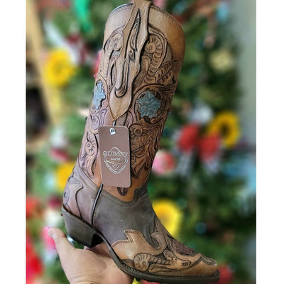 Botas Altas de Cuero Cincelado Original para Mujer Horma Punta Recortada 2   - from alligatorwarehouse.com