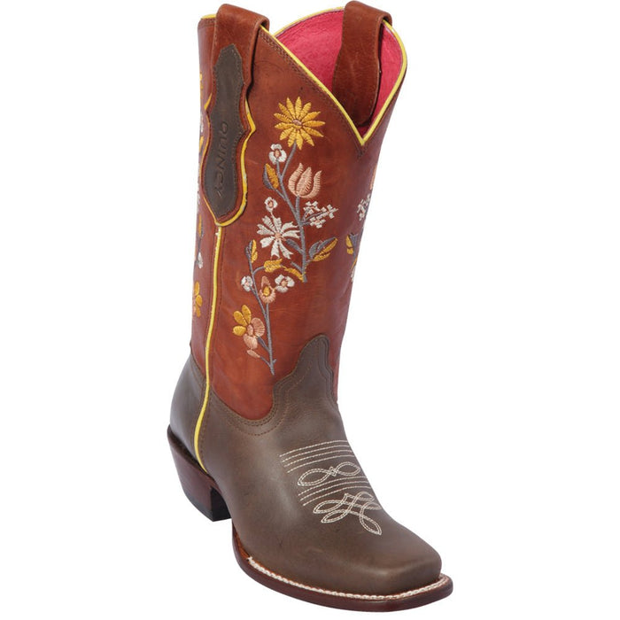 Botas de Cuero con Flores para Mujer en Horma Rodeo