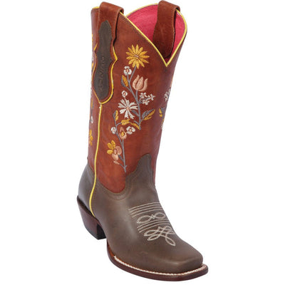 Botas de Cuero con Flores para Mujer en Horma Rodeo 1   - from alligatorwarehouse.com
